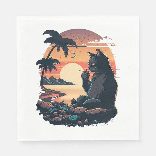 Cat on the beach with the cigarette napkins (Front)