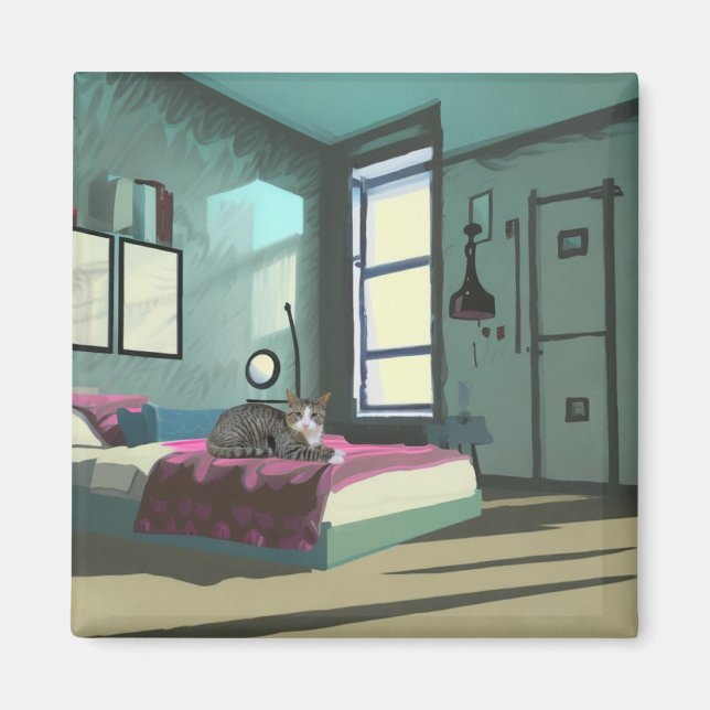 Cat on the Bed Magnet (Front)
