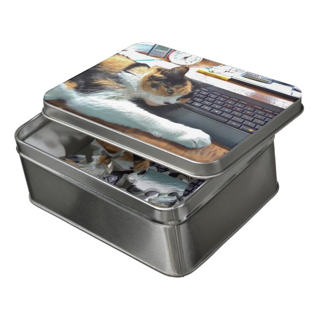 Cat on the Keyboard Jigsaw Puzzle (Lid Open)