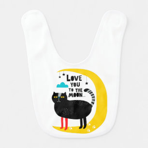 Cat on the moon baby bib