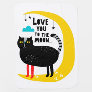 Cat on the moon baby blanket
