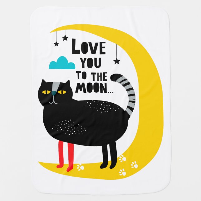 Cat on the moon baby blanket (Front)