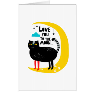Cat on the moon card