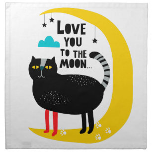 Cat on the moon cloth napkin