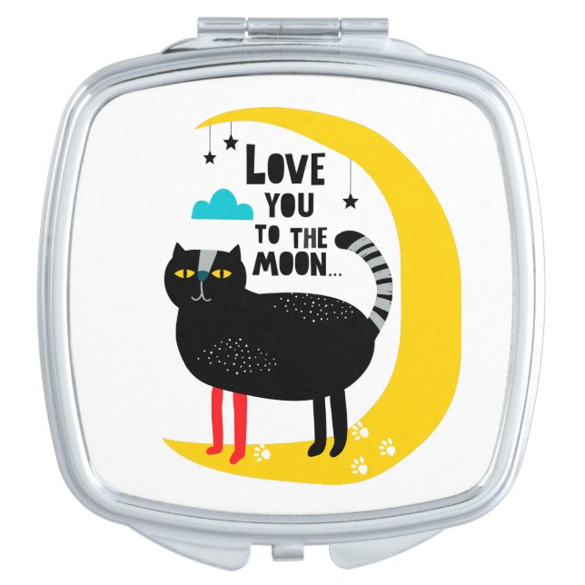 Cat on the moon compact mirror (Front)