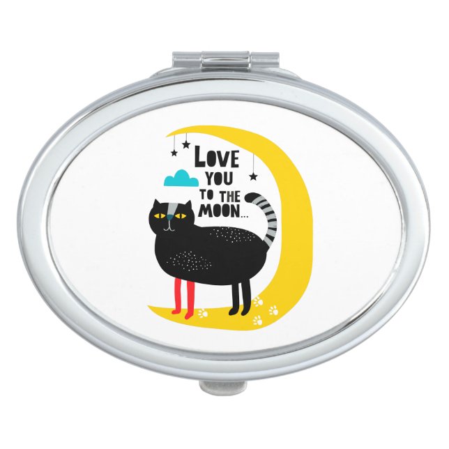 Cat on the moon compact mirror (Front)