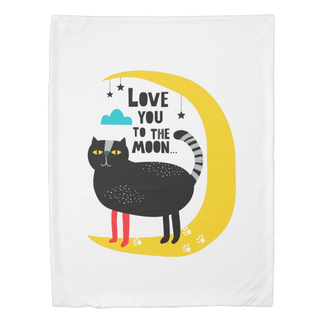 Cat on the moon duvet cover (Front)
