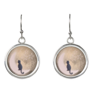 cat on the moon earrings