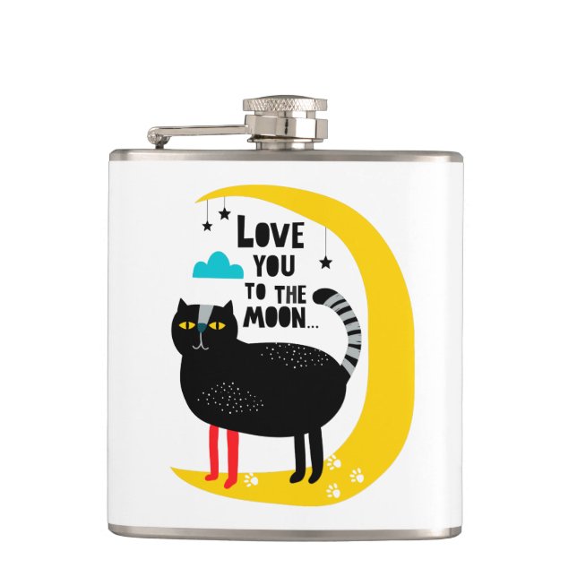 Cat on the moon flask (Front)