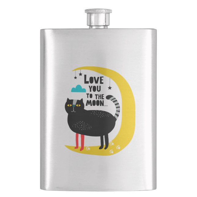 Cat on the moon flask (Front)