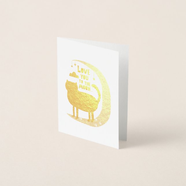 Cat on the moon foil card (Front)