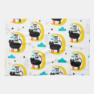 Cat on the moon kitchen towel