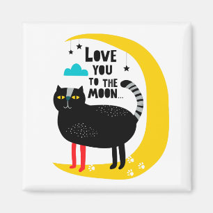 Cat on the moon magnet