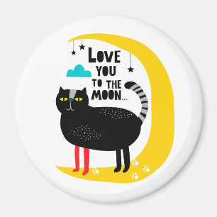 Cat on the moon magnet