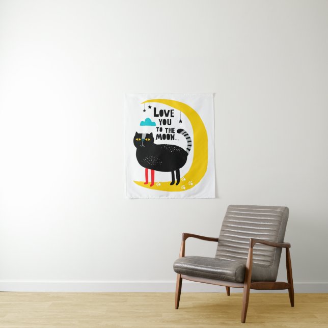 Cat on the moon tapestry (In Situ)