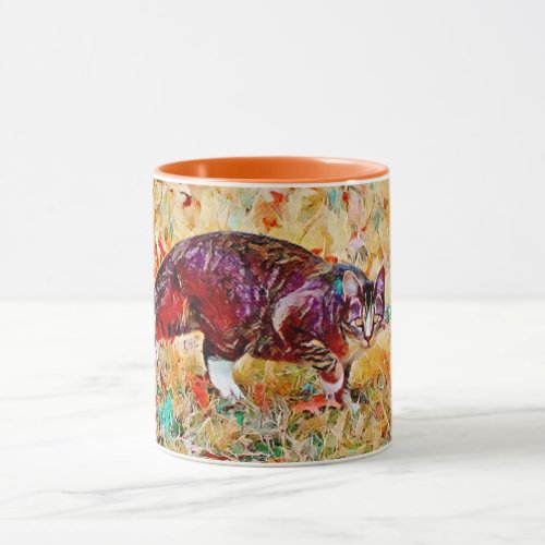 Cat on the Prowl Colorful Art Mug Cup