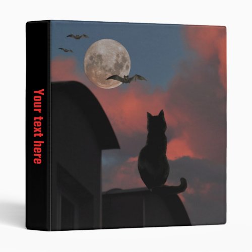 Cat on the roof with a full moon Halloween Binder