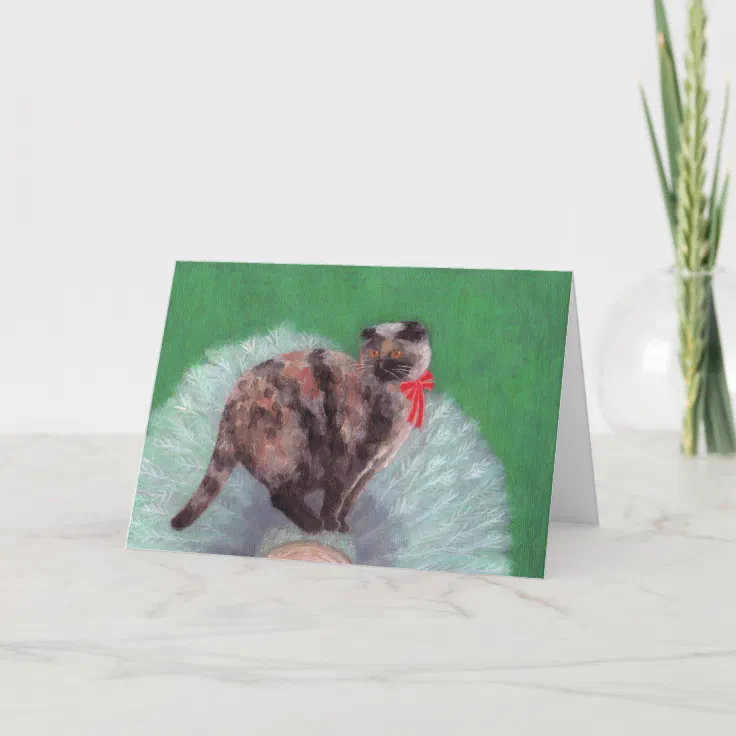 Cat on Tree Christmas Card Zazzle