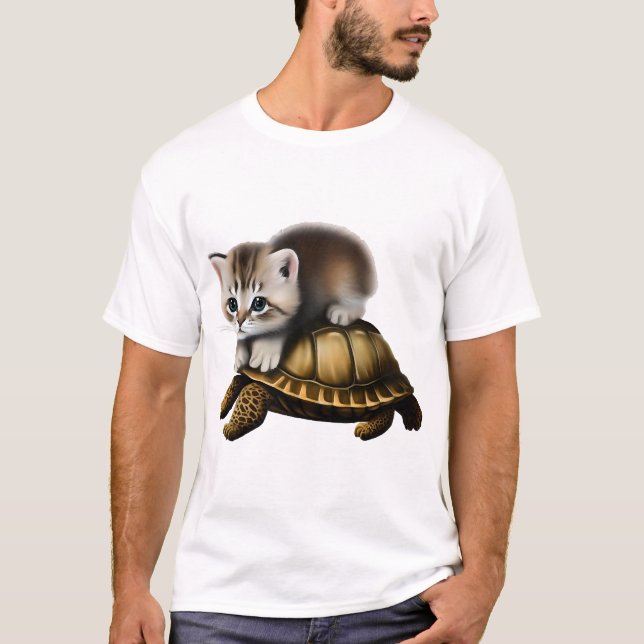 Cat on turtle Copy Copy T-Shirt (Front)
