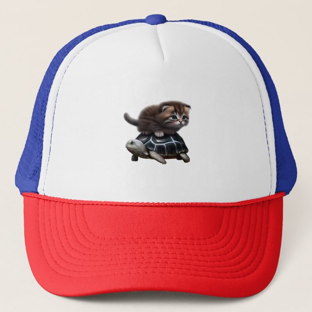 Cat on turtle trucker hat (Front)