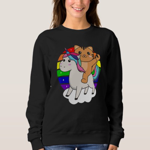 Cat On Unicorn Rainbow Animals Cute Unicorns And C Sweatshirt