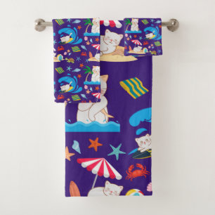 Cat on Vacation Bath Towel set