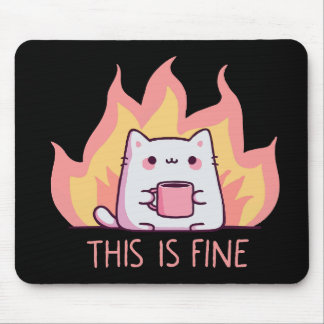 Cat One Fire This Is Fine Mouse Pad