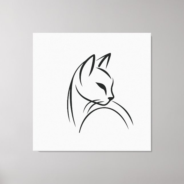 Cat one line minimalist design canvas print (Front)