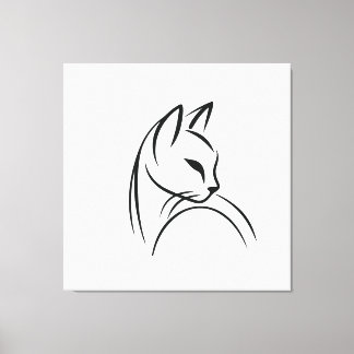 Cat one line minimalist design canvas print