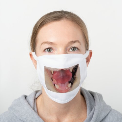 Cat Open Mouth White Cotton Face Mask