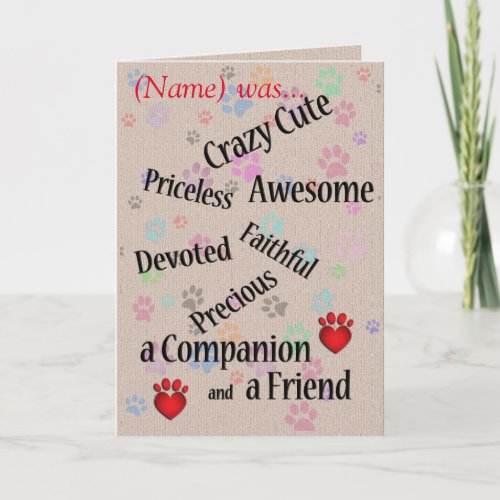 Cat or Dog Sympathy Card