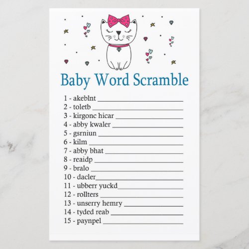 Cat or Kitten Baby word scramble game