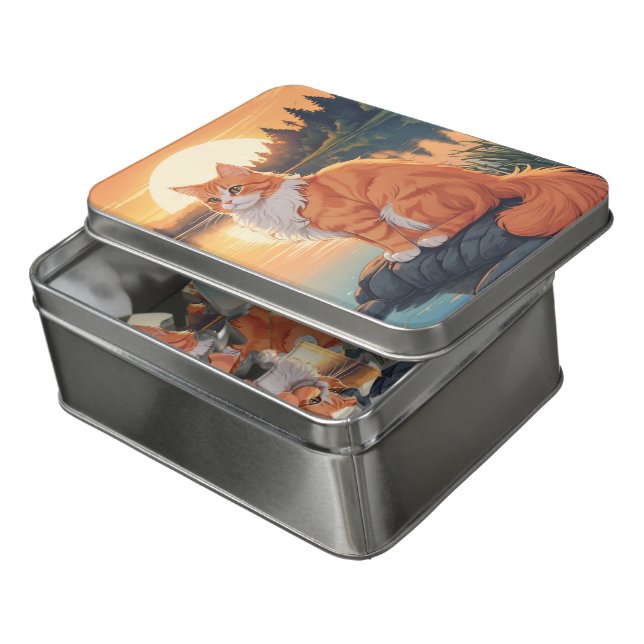 Cat Orange and White Jigsaw Puzzle (Lid Open)