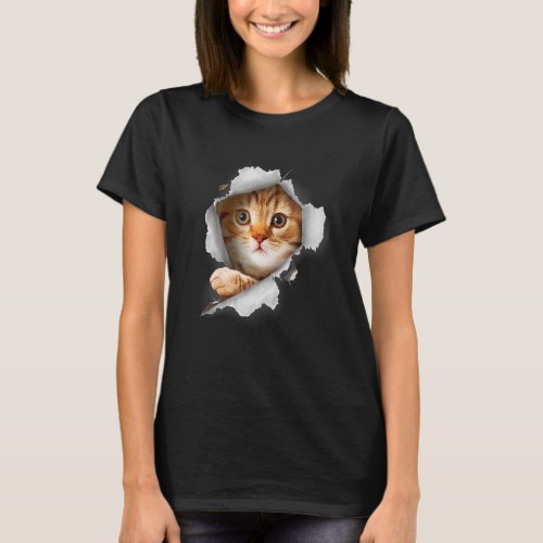 Cat Orange Cat Cat Torn Cloth Kitten T_Shirt