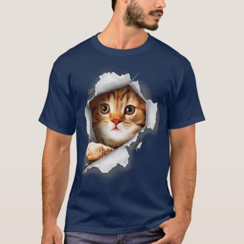 Cat  Orange Cat  Cat Torn Cloth  Kitten  T_Shirt