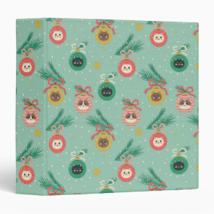 Cat Ornaments on Tree Pattern 3 Ring Binder