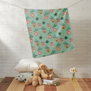Cat Ornaments on Tree Pattern Baby Blanket