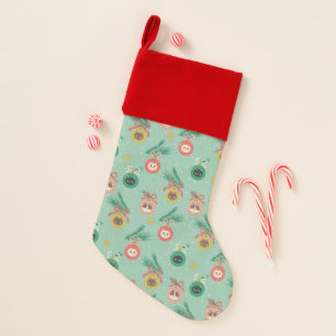 Cat Ornaments on Tree Pattern Christmas Stocking