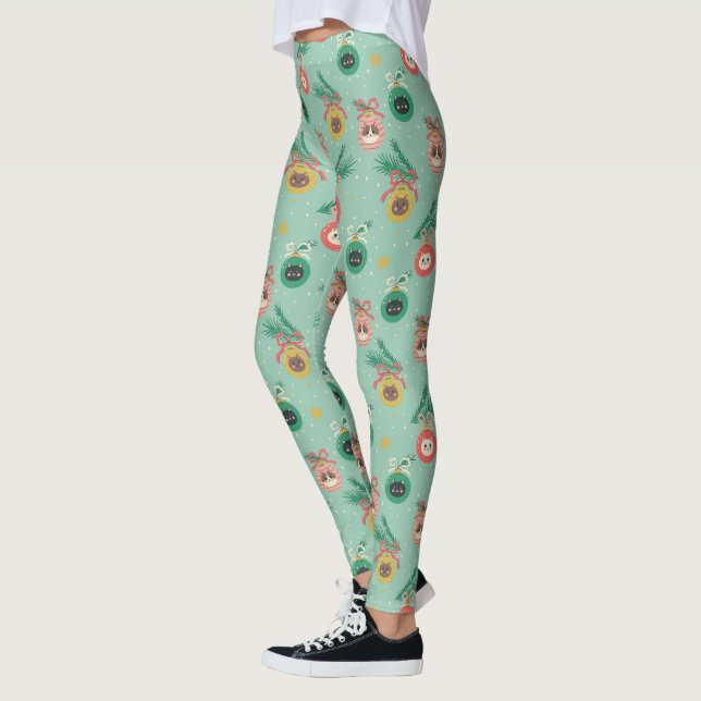 Cat Ornaments on Tree Pattern Leggings (Left)