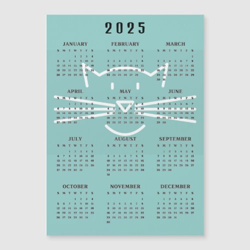 Cat Outline 2025 Calendar Magnetic Card