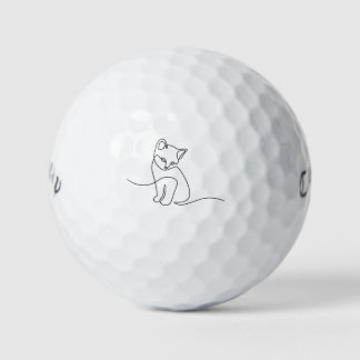 Cat Outline Minimalist Cat Mom Animal Lover Gift Golf Balls