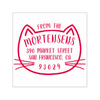 Cat Outline Typography Family Name Return Address