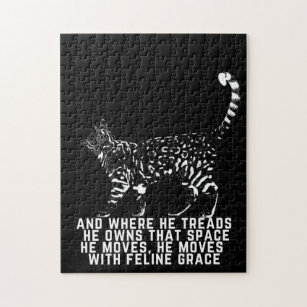 Cat outline with feline grace poem black jigsaw jigsaw puzzle
