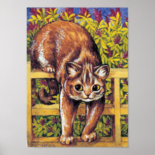 Cat over Fence, Louis Wain Poster