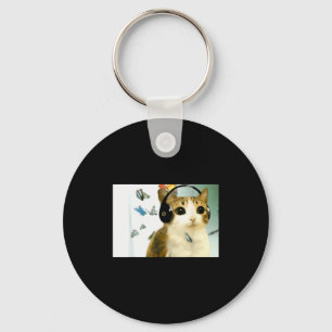 Cat Owl Funny Cursed Internet Trendy Meme Funny Me Keychain