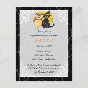 Cat & Owl Halloween Engagement Party Invitation