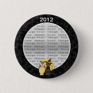 Cat & Owl Halloween Wedding Button