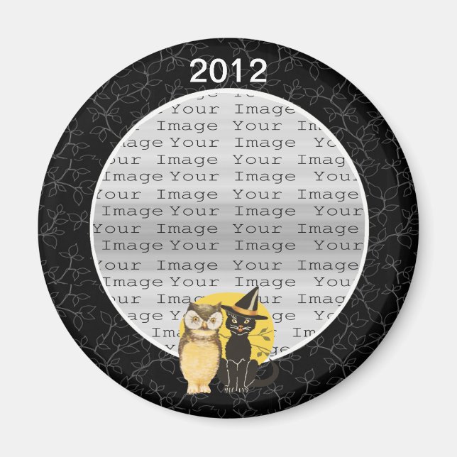 Cat & Owl Halloween Wedding Magnet (Front)