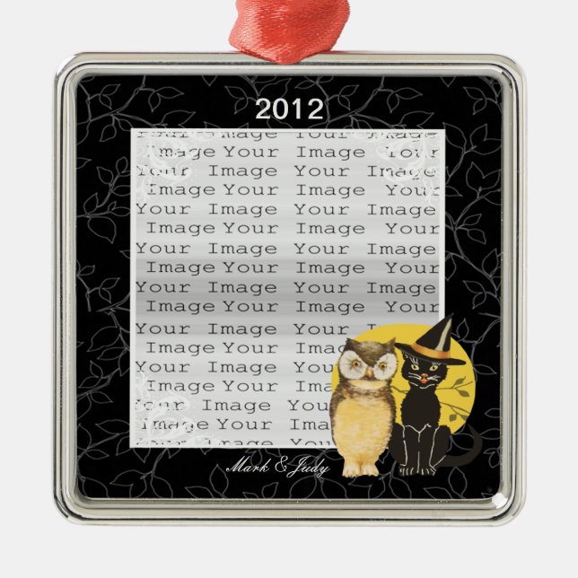 Cat & Owl Halloween Wedding Ornament (Front)