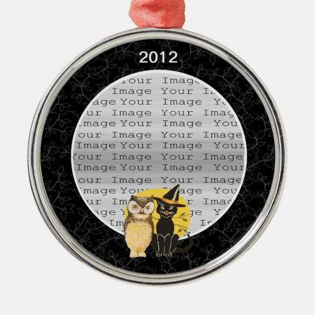 Cat & Owl Halloween Wedding Ornament (Front)